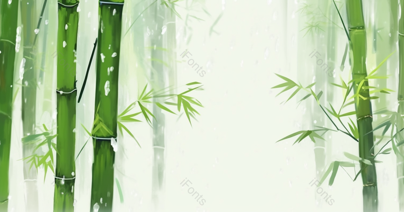 中国风绿色带有水的竹子插画,插画/手绘图,插画/手绘图库,插画/手绘图下载,插画/手绘